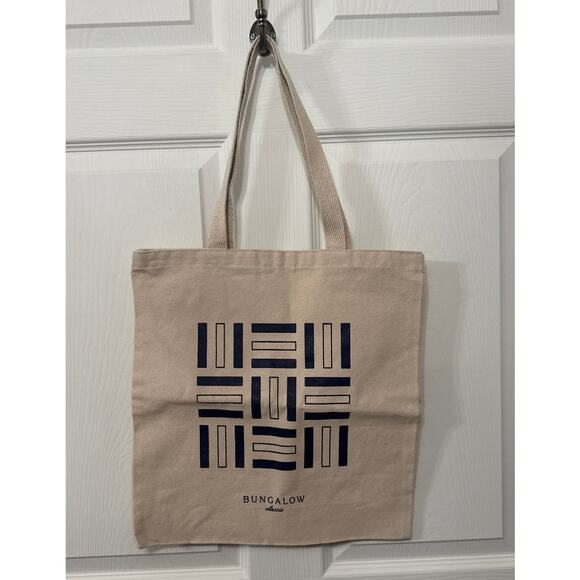 NWOT Bungalow Classic Branded Geometric Printed Shopping Tote Bag - Picture 1 of 5